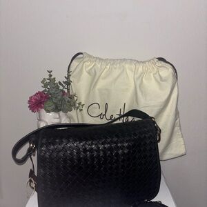 Cole Haan Black Woven Shoulder Bag